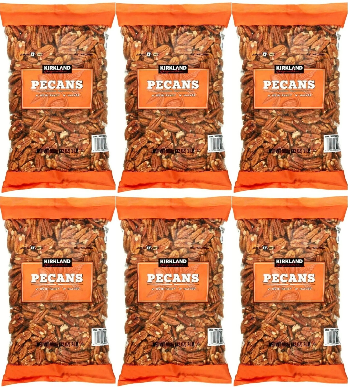 6 PACK – Kirkland Signature Pecan Halves 32 oz