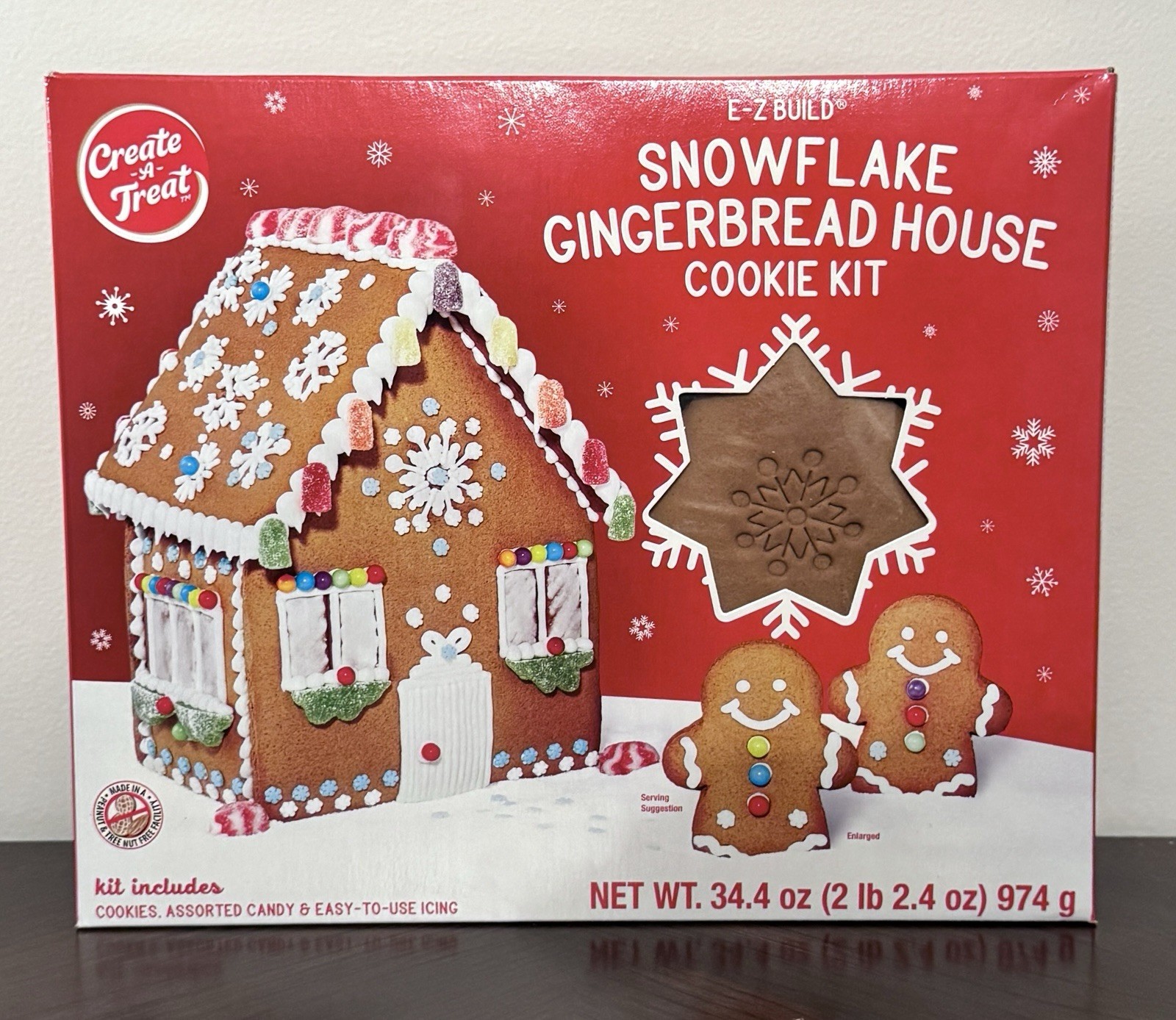 NEW Create-a-treat E-z Build Snowflake Gingerbread House Cookie Decorating Kit
