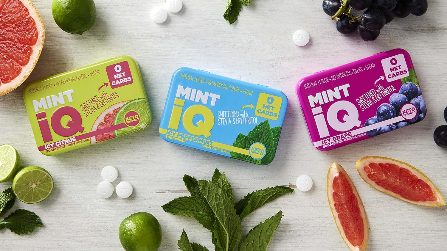 Big Sky MINT Iq Icy Peppermint Mint Candy 40 Grams Pack of 6 Tins in Display