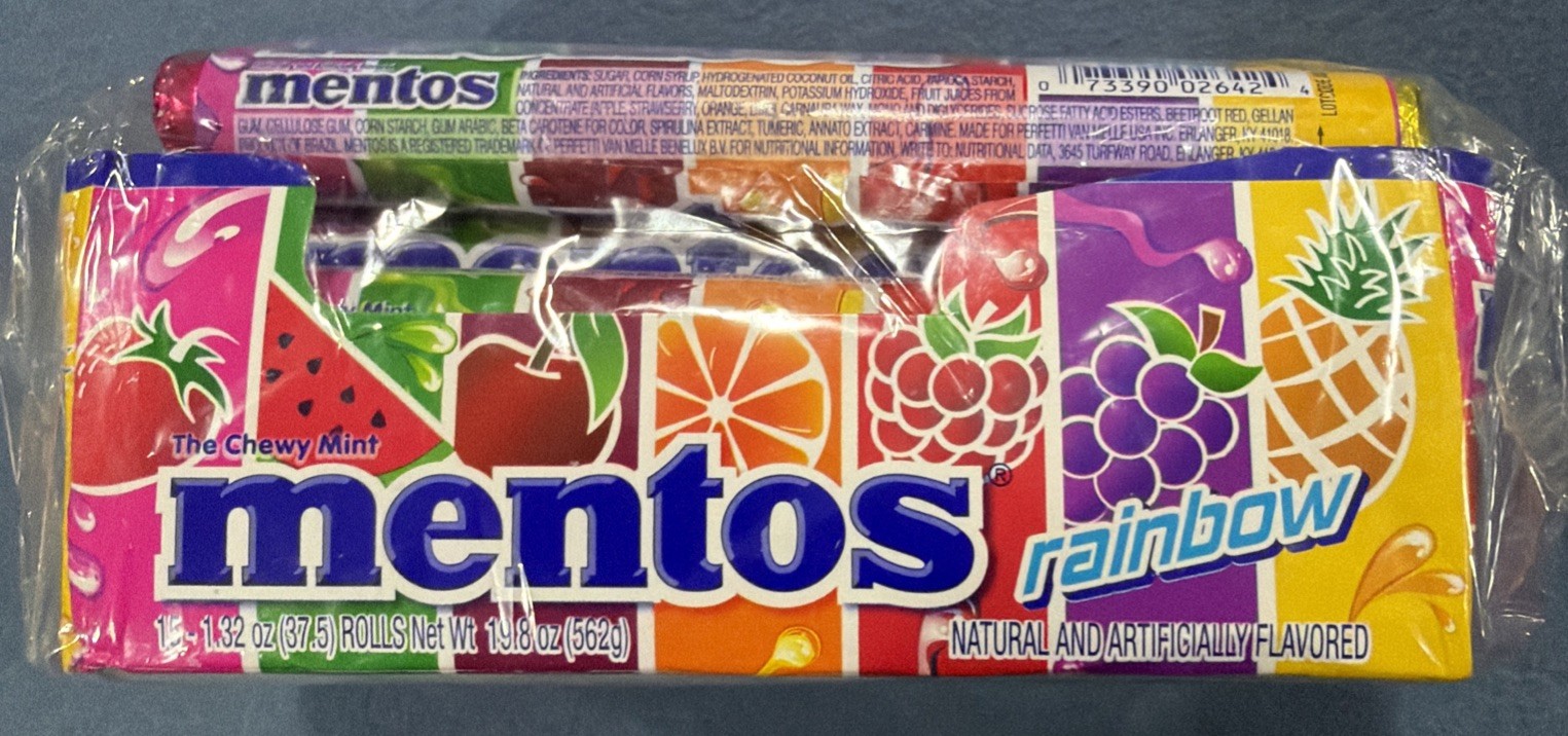 Mentos Candy Chewy Rolls, Rainbow flavors 14 Pieces (Pack of 15) Exp:10/2027
