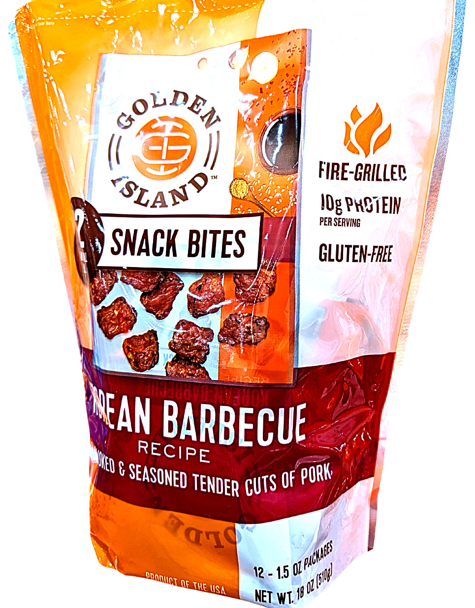 Golden Island Pork Snack Bites Korean Barbecue 12 x 1.5 Oz Count EXP 05/2026