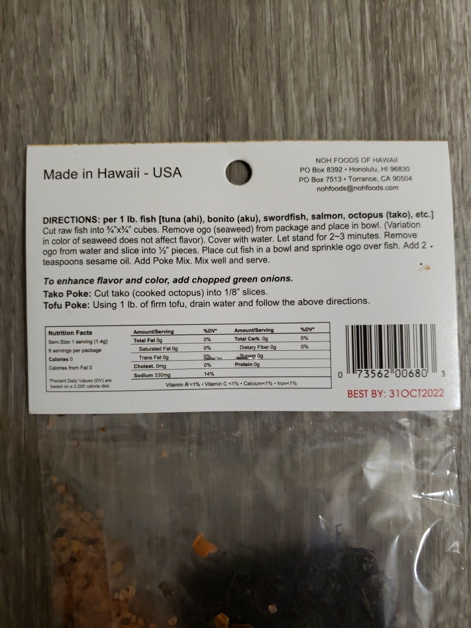 Noh Foods Of Hawaii Poke Mix 0.4 Oz