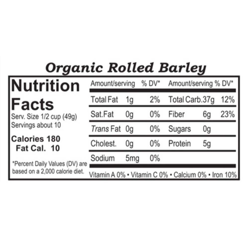 Organic Rolled Barley | Pack of 6 | 1 lb | Non-GMO | Shipping Included | Grain P