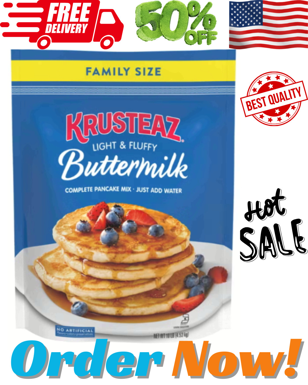 Krusteaz, Complete Buttermilk Pancake Mix, 10 lbs