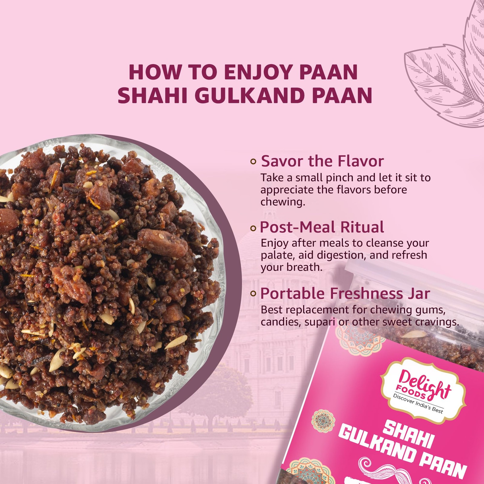 Delight Foods Gulkand Meetha Paan Mouth Freshener No Supari 300g