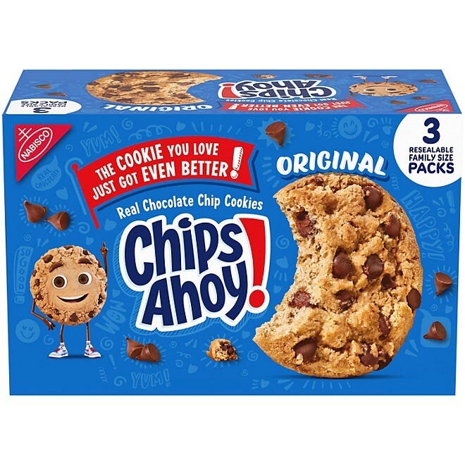 CHIPS AHOY! Chocolate Chip Cookies Family Size Fresh Sealed 18.2 oz (3-Pack)
