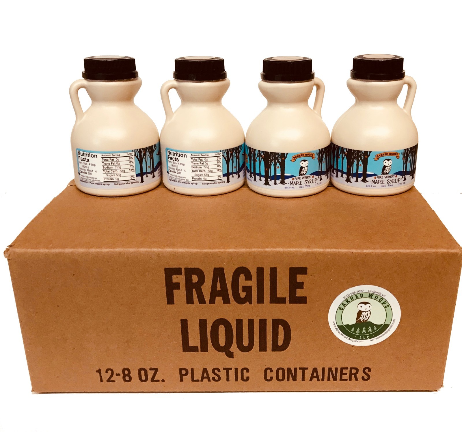 Wedding and Party Favors – Case of Twelve 8 oz Jugs of Vermont Maple Syrup