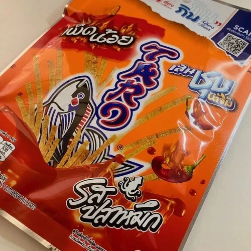 Thai Snacks Taro Brand Sauce Coated Fish Snack Spicy Flavored 6pc x 18g