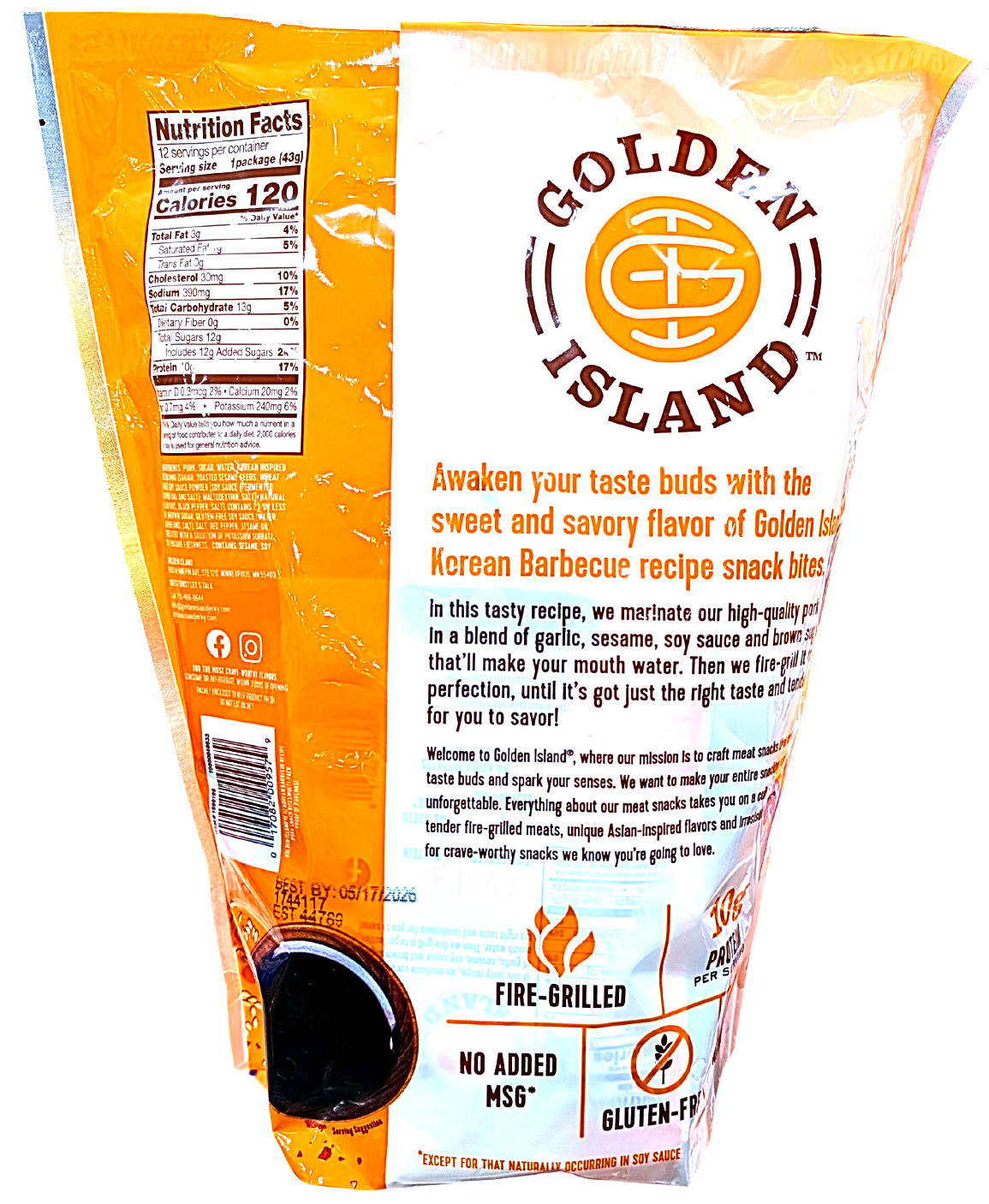 Golden Island Pork Snack Bites Korean Barbecue 12 x 1.5 Oz Count EXP 05/2026