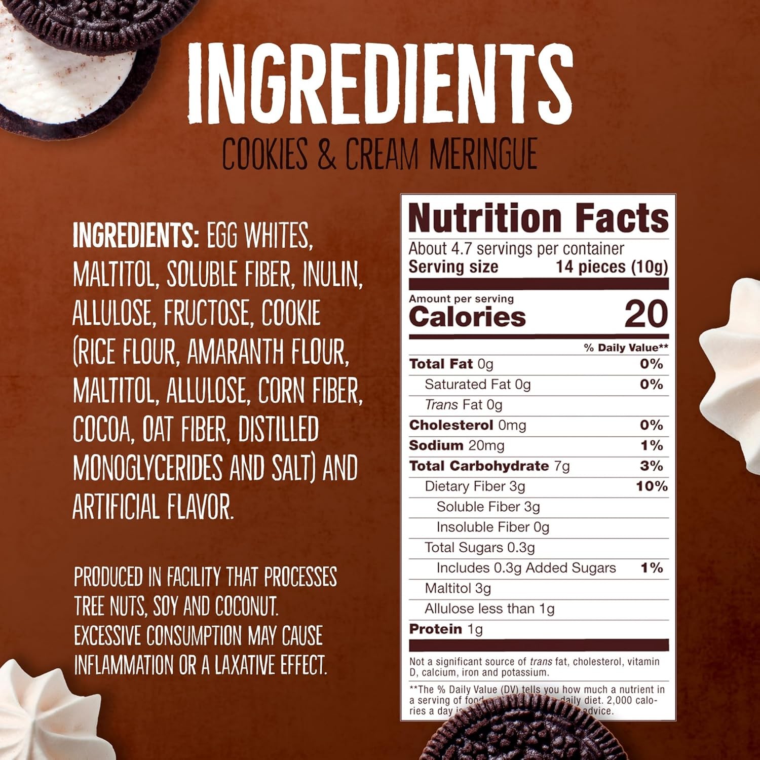 Don’t Worry Meringue Cookies 4 Pack Cookies & Cream Low Calorie Keto Snack