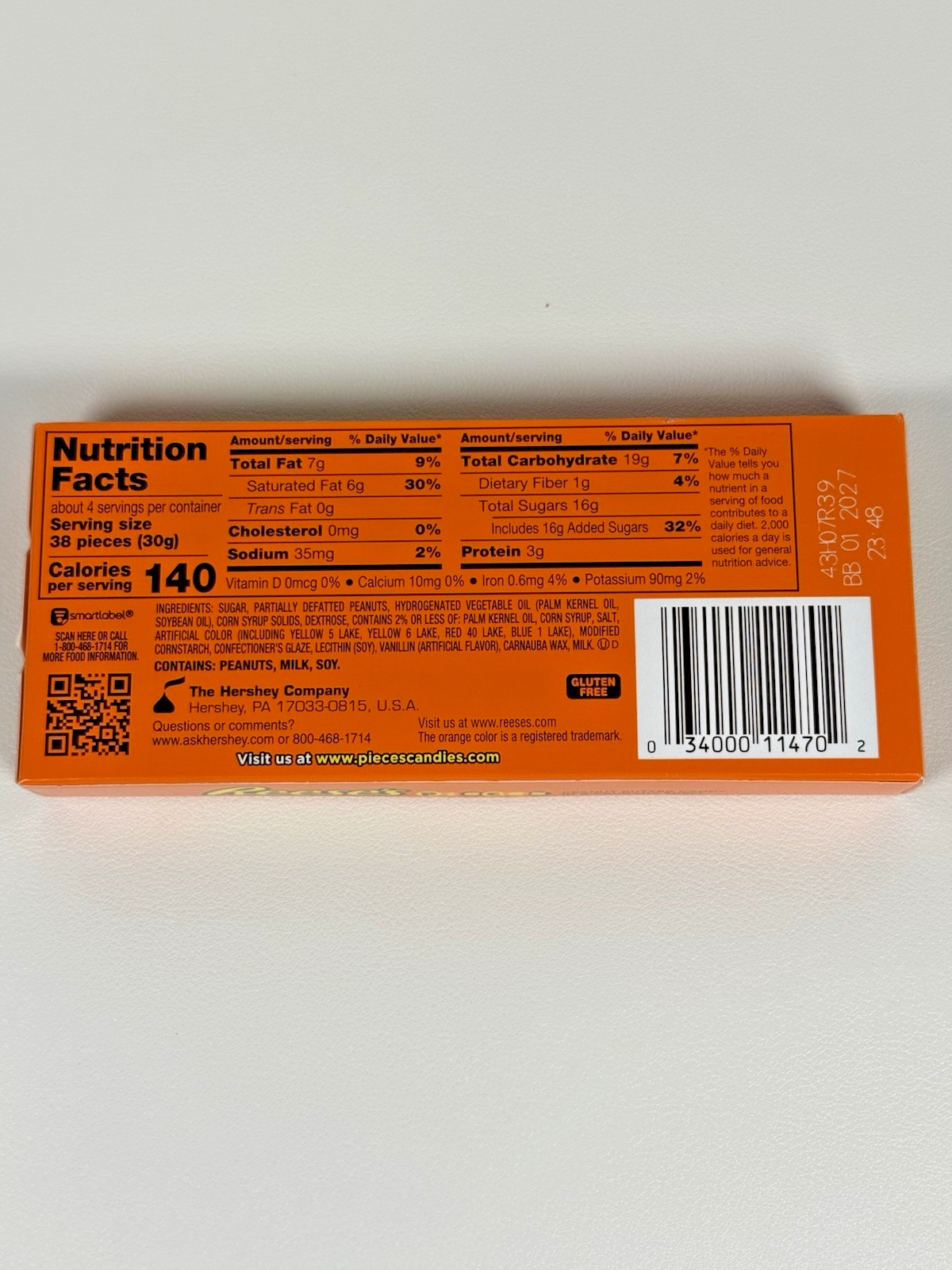 Reese’s Pieces Peanut Butter Candy 4 oz Theater Box