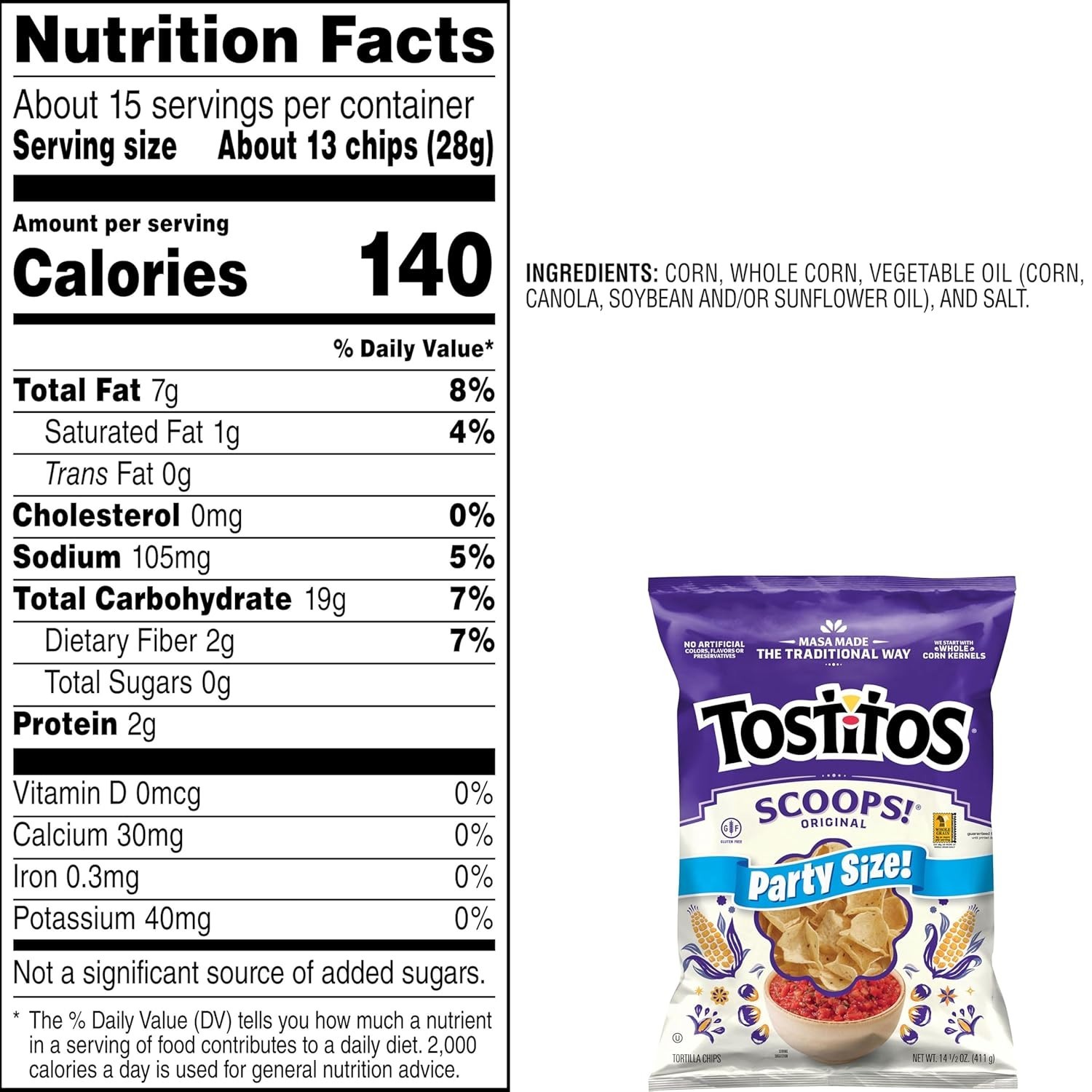 Tostitos Scoops Original Tortilla Chips – Party Size, 14.5 Oz (Pack of 4 Bags)