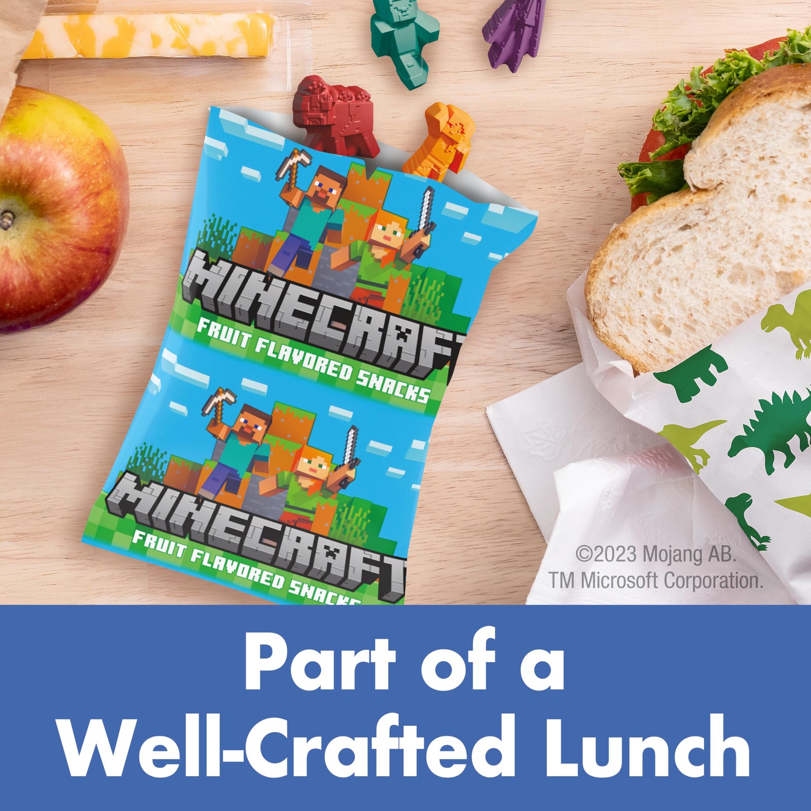 Minecraft Fruit Flavored Snacks, Fat Free and Gluten Free Snacks, 8 oz 10pk