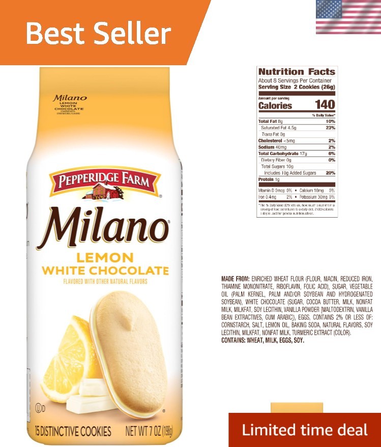 7 Oz Bag of Crispy Milano White Chocolate Lemon Cookies – Guilt-Free Treat