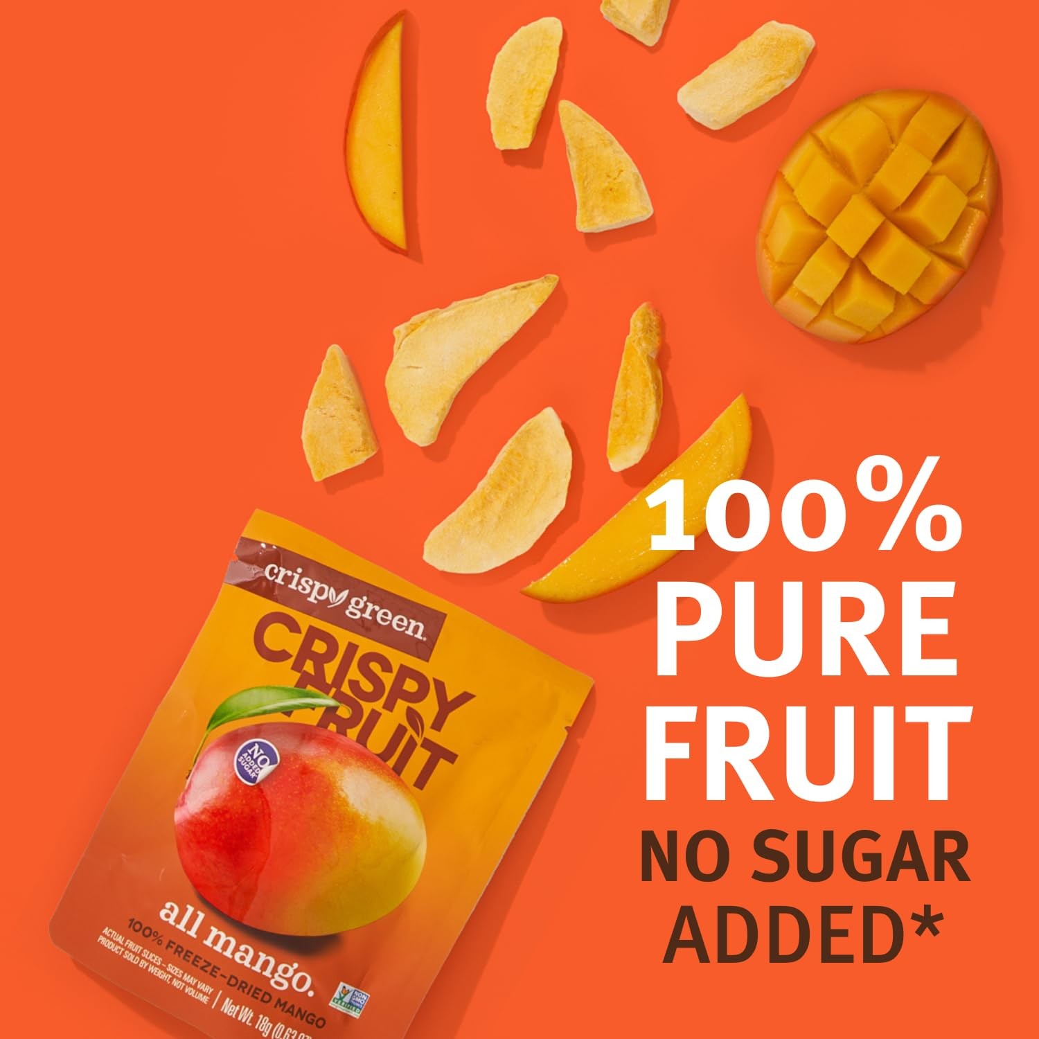 Pack Of 12 Freeze Dried Crispy Mangoes Healthy Snack Portable Non Gmo Vegan