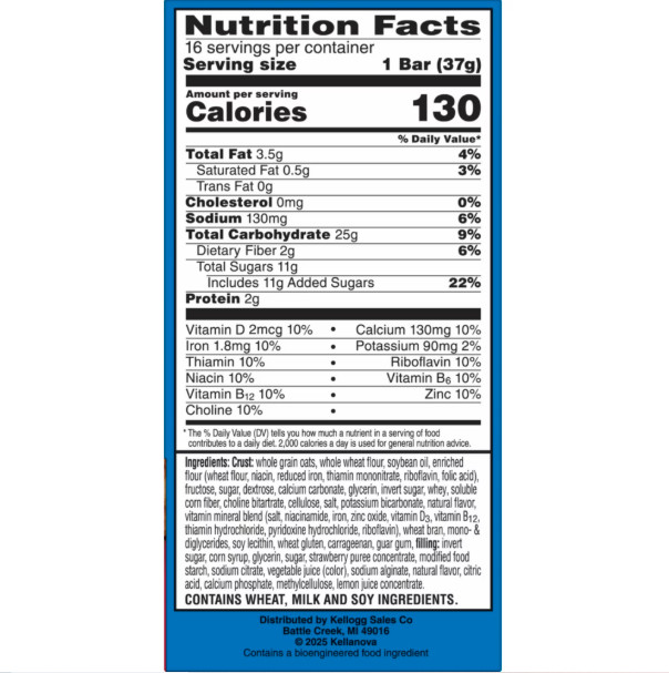Kellogg’s Nutri-Grain Strawberry Chewy Breakfast Bars, Made with 10g Whole Grain