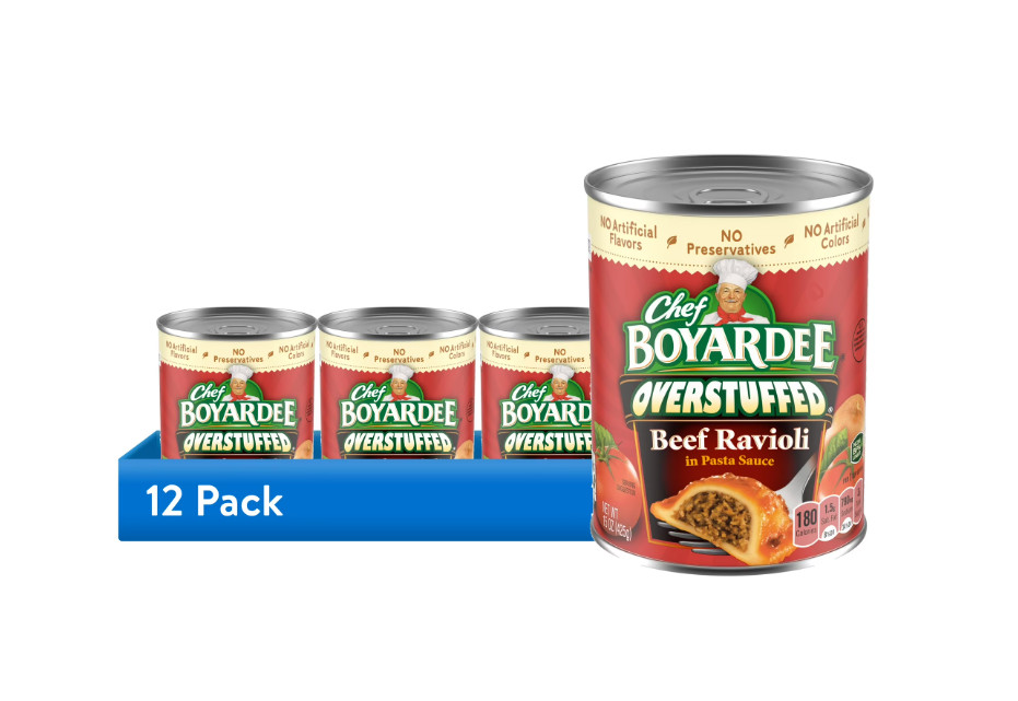 Chef Boyardee Overstuffed Beef Ravioli, 15 oz, 12 Pack