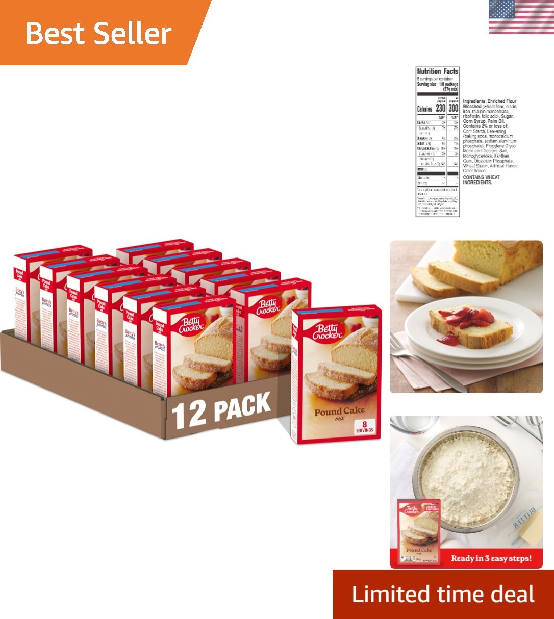 16 oz Cherry Pound Cake Mix – 12 Pack for Quick, Delicious Desserts Anytime
