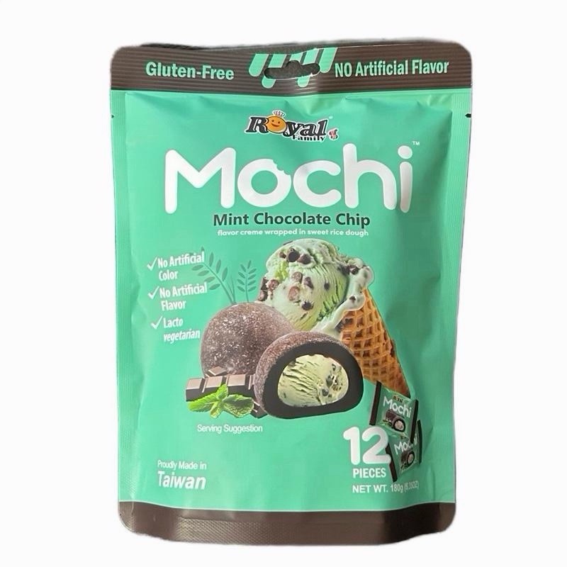 3 Pack Royal Family Mochi Mint Chocolate Chip Sweet Rice Dough 180g
