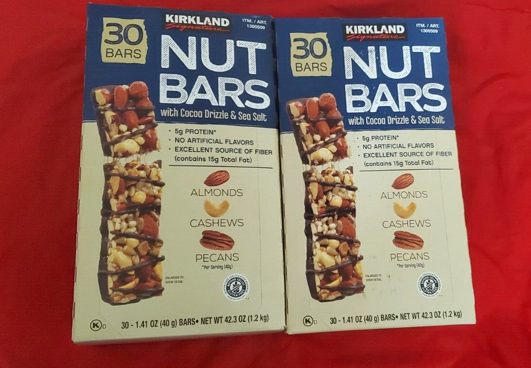 2 PACK KIRKLAND SIGNATURE NUT BARS, 1.41 OZ, 30 UNITS EACH