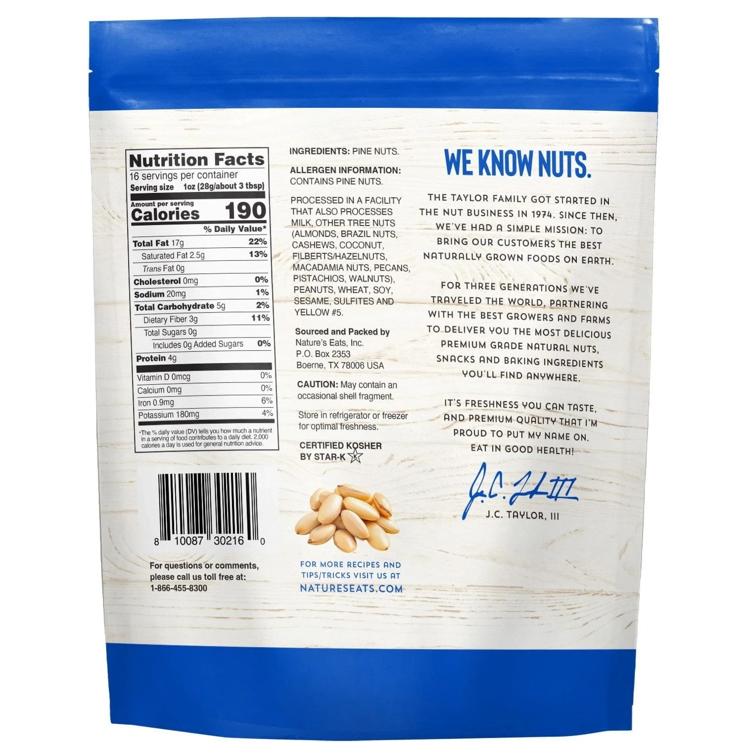 4 Pack Nature’s Eats Pine Nuts, 16 oz.
