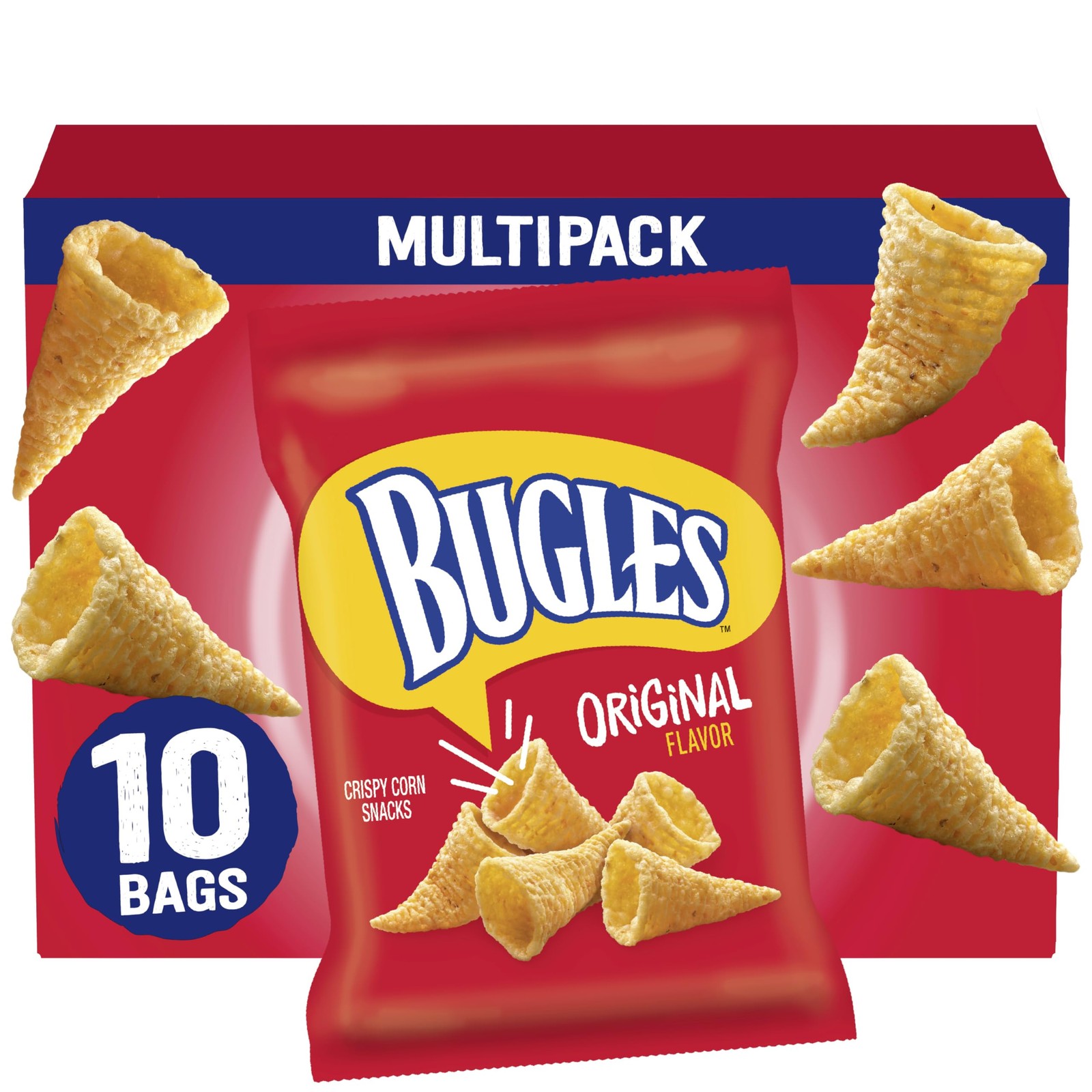 Bugles Original Crispy Corn Snacks, 10 Snack Bags (8.75 oz total)