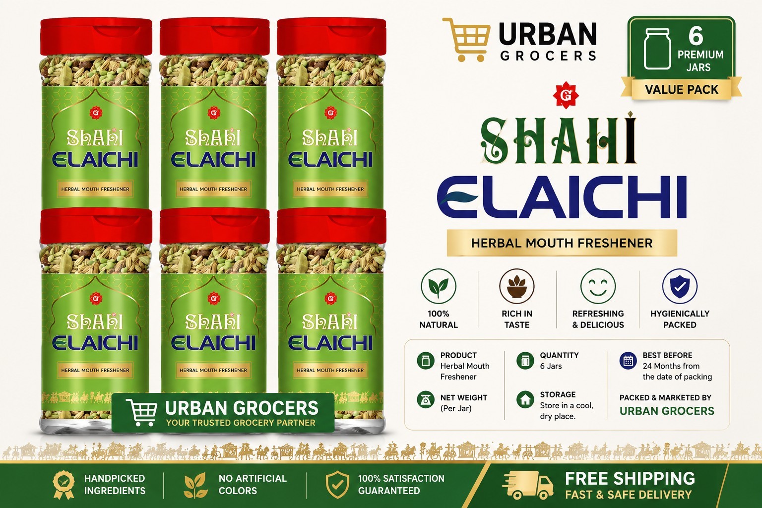 Shahi Elaichi Mouth Freshener | 6 Jar Offer | Premium Quality | Free Shipping
