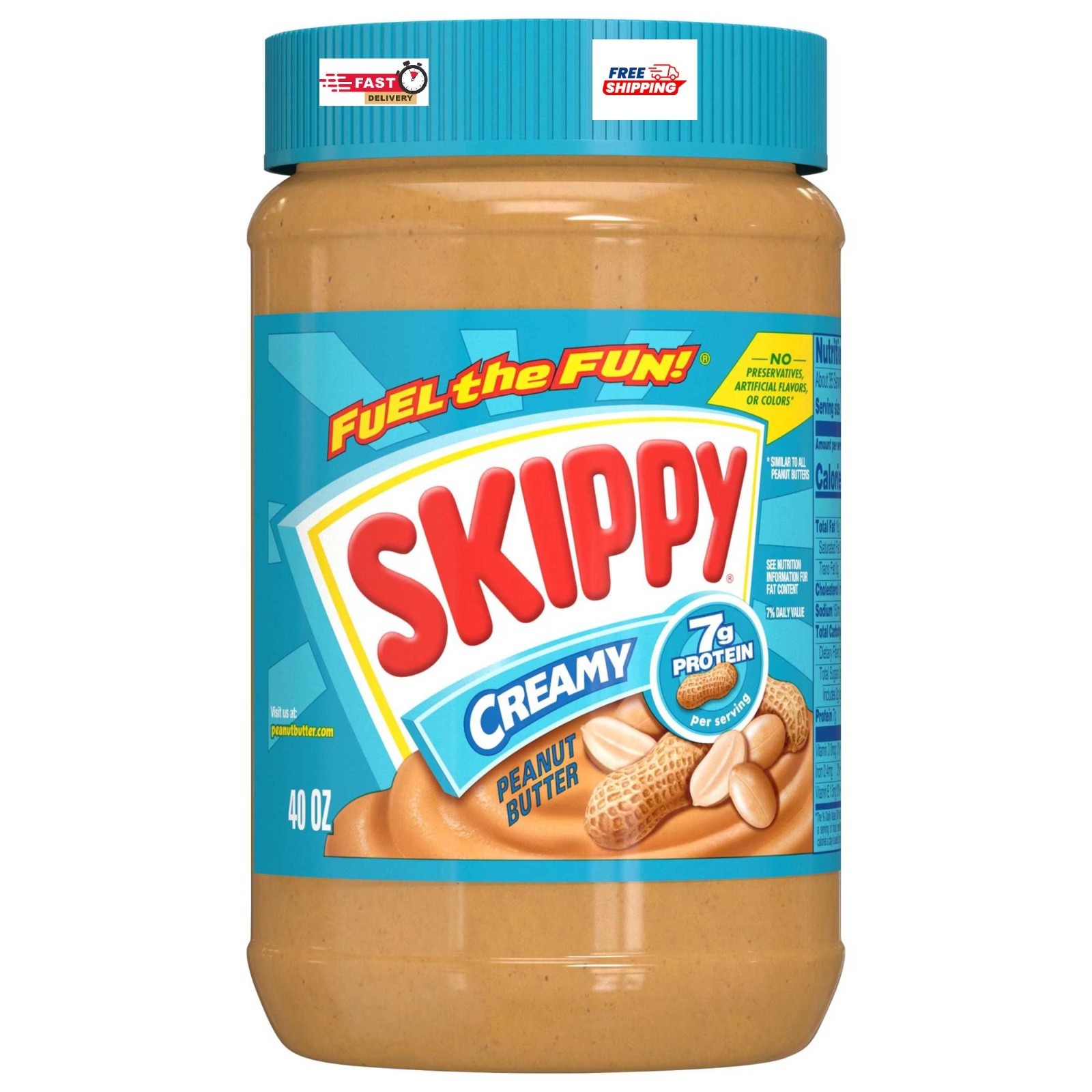 SKIPPY Peanut Butter, Creamy, 7 g protein 40 oz Plastic Jar