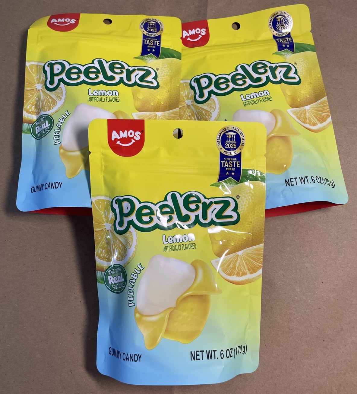 3 Pack Peelerz Gummy Lemon Peelable Candy 6oz Bags Share Size 12/5/26