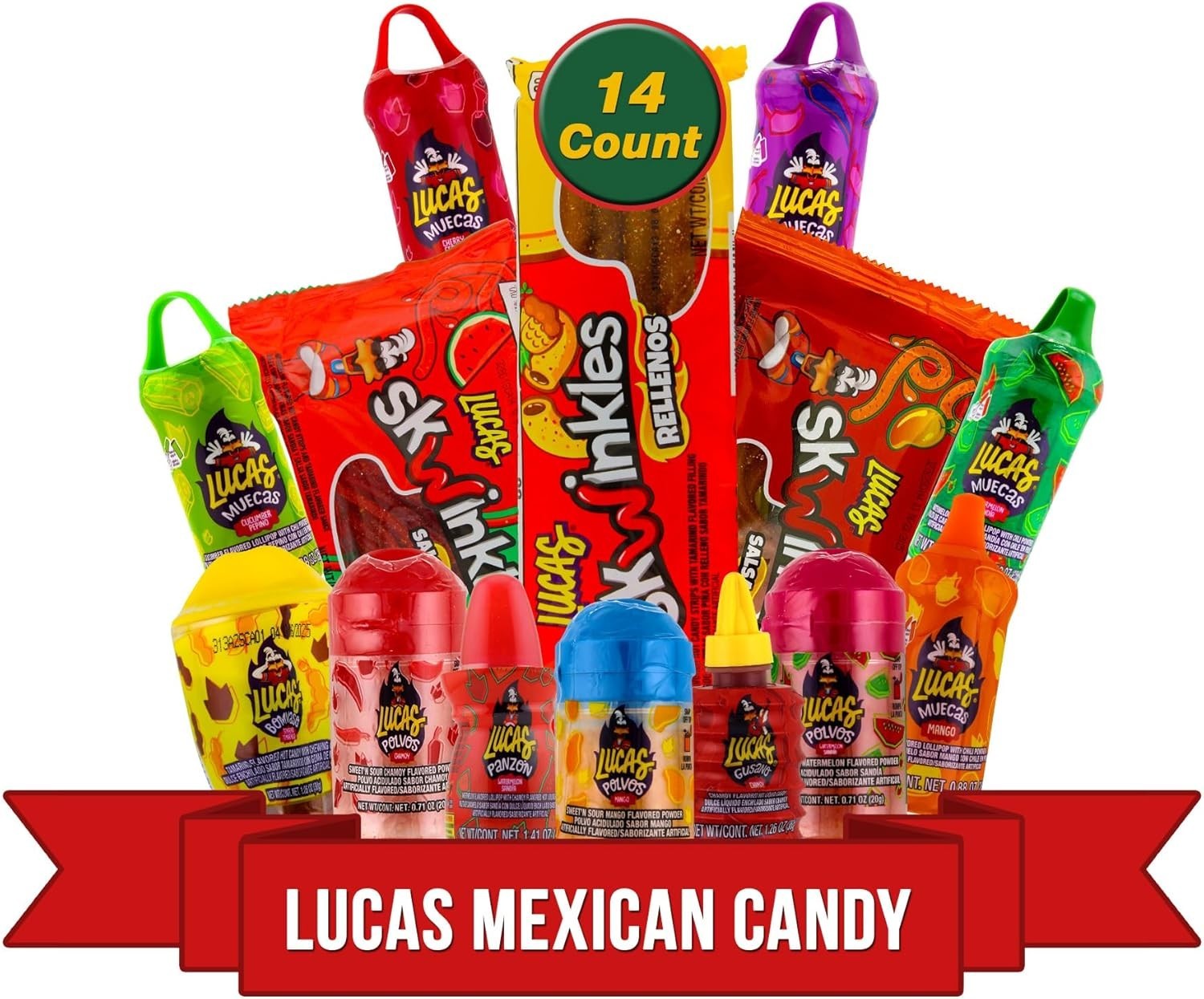 Assorted Lucas Mexican Candy 14 Count – Sweet, Sour, and Spicy Selection