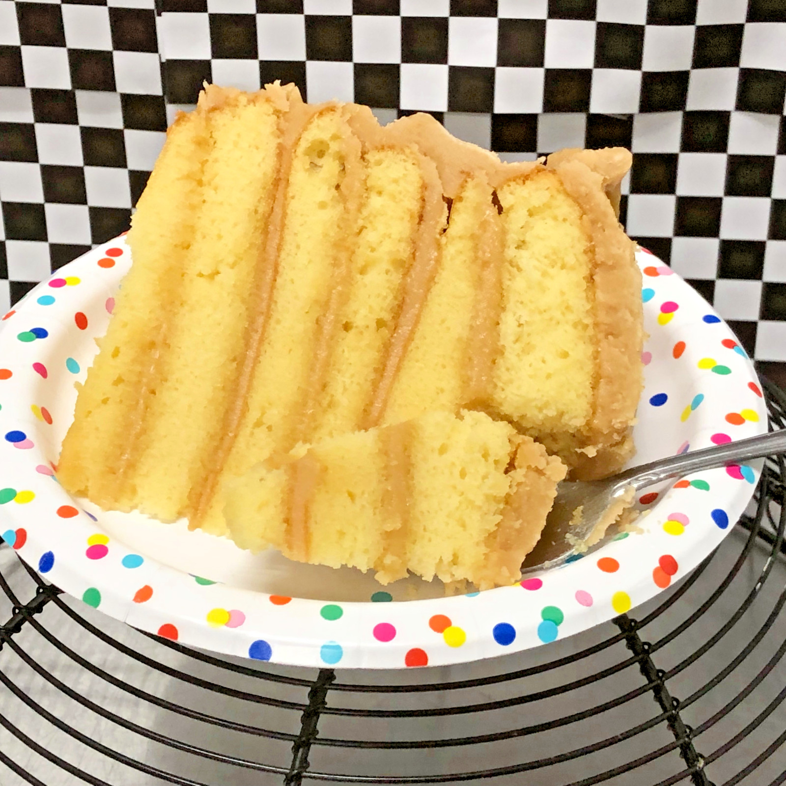 Old fashioned Caramel Fudge Cake with 4 Rich & Moist Yellow Layers/ Handmade!