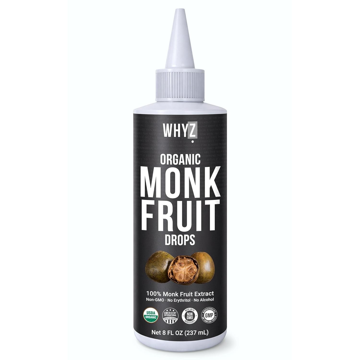 Organic Monk Fruit Liquid Sweetener Drops 8 oz Zero Sugar No Erythritol