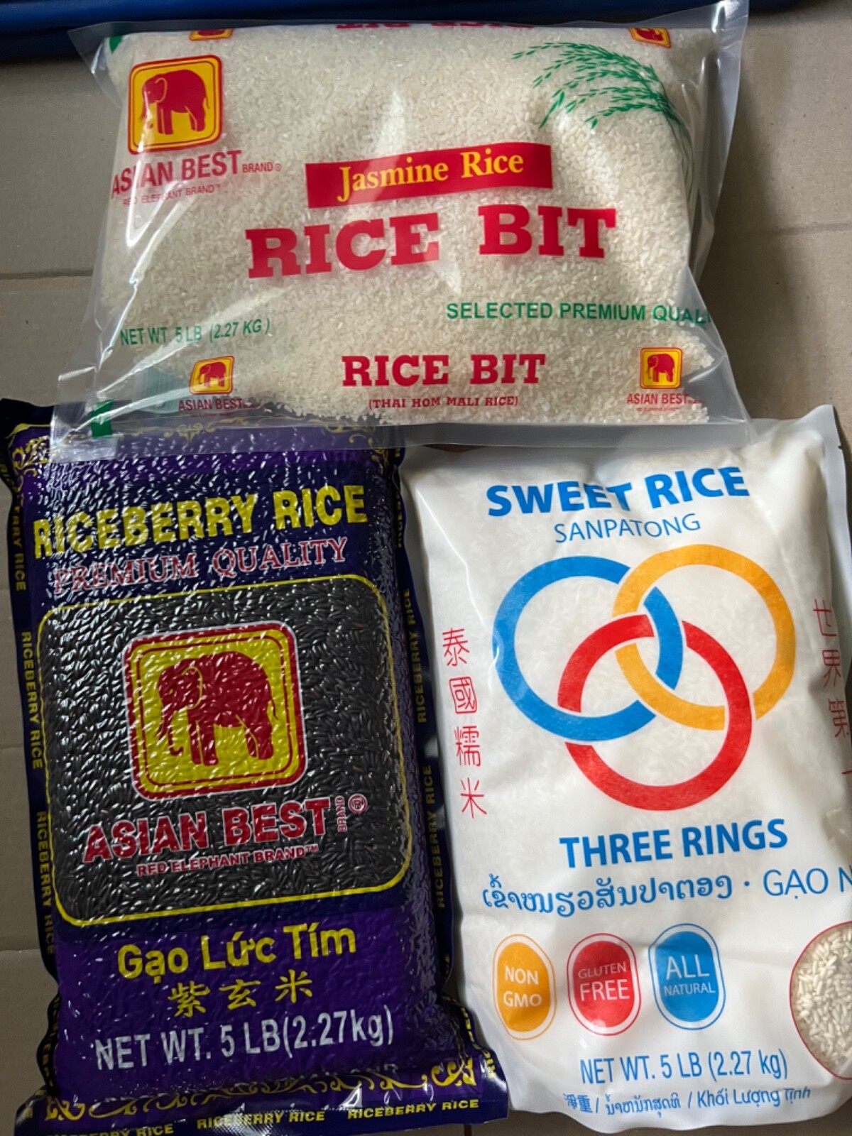 Scented Sweet Glutinous Rice- Broken Rice- Riceberry-5lb per bag-Gao Tam- Nep