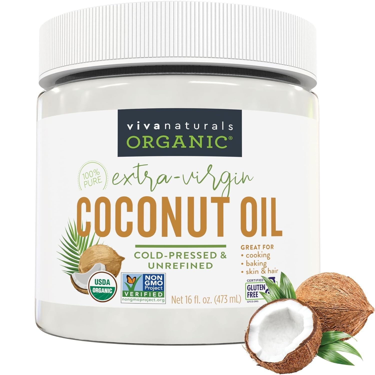 Aceite de coco orgánico Viva Naturals: sin refinar, prensado en frío