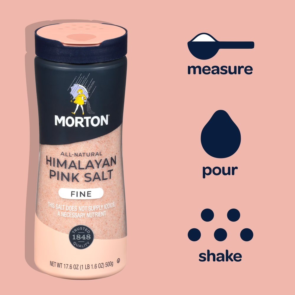(4 pack) Morton All-Natural Fine Himalayan Pink Salt, 17.6 oz