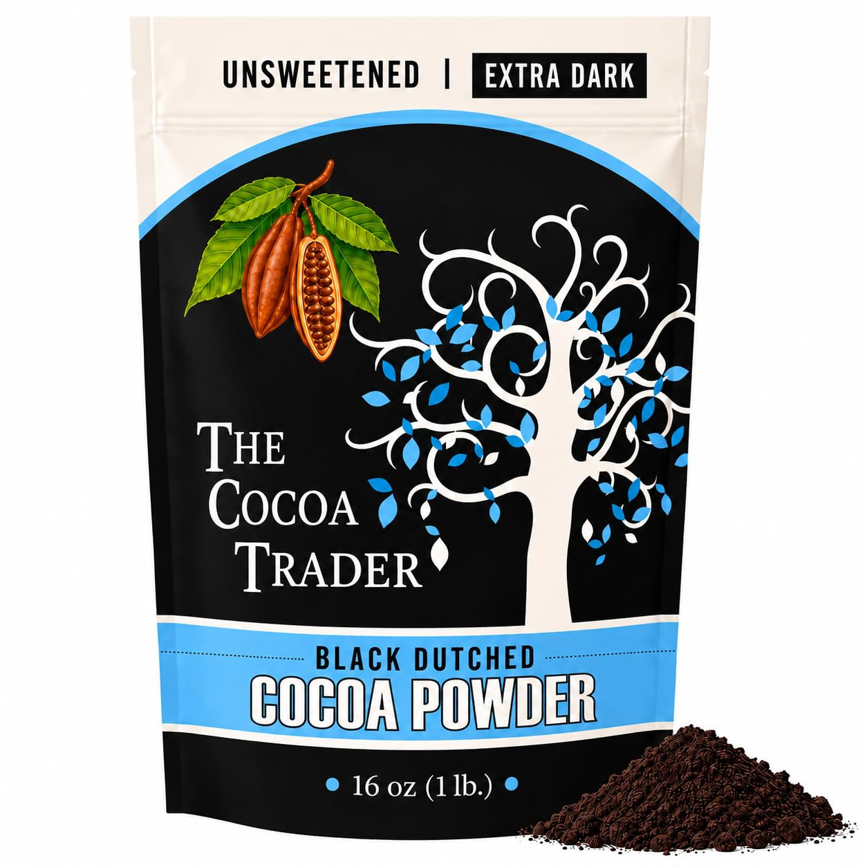 Black Cocoa Powder for Baking (1 Lb) – Darkest Dutch Processed Cocoa Powder – Un