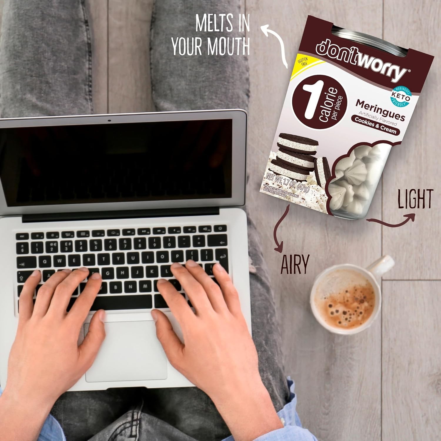 Don’t Worry Meringue Cookies 4 Pack Cookies & Cream Low Calorie Keto Snack