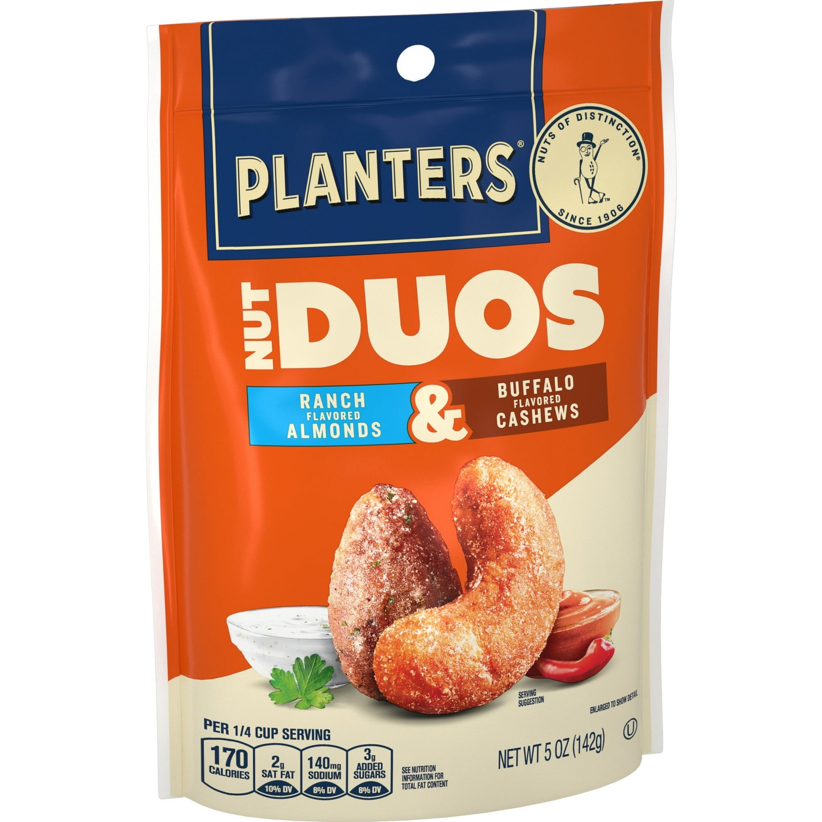 PLANTERS Nut Duos Ranch almonds & Buffalo cashews 5 oz…………