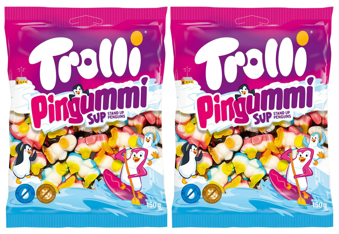 2 TROLLI PINGUMMI Natural Gummies German Sweets Candy Penguin Shape 150g 5.3oz
