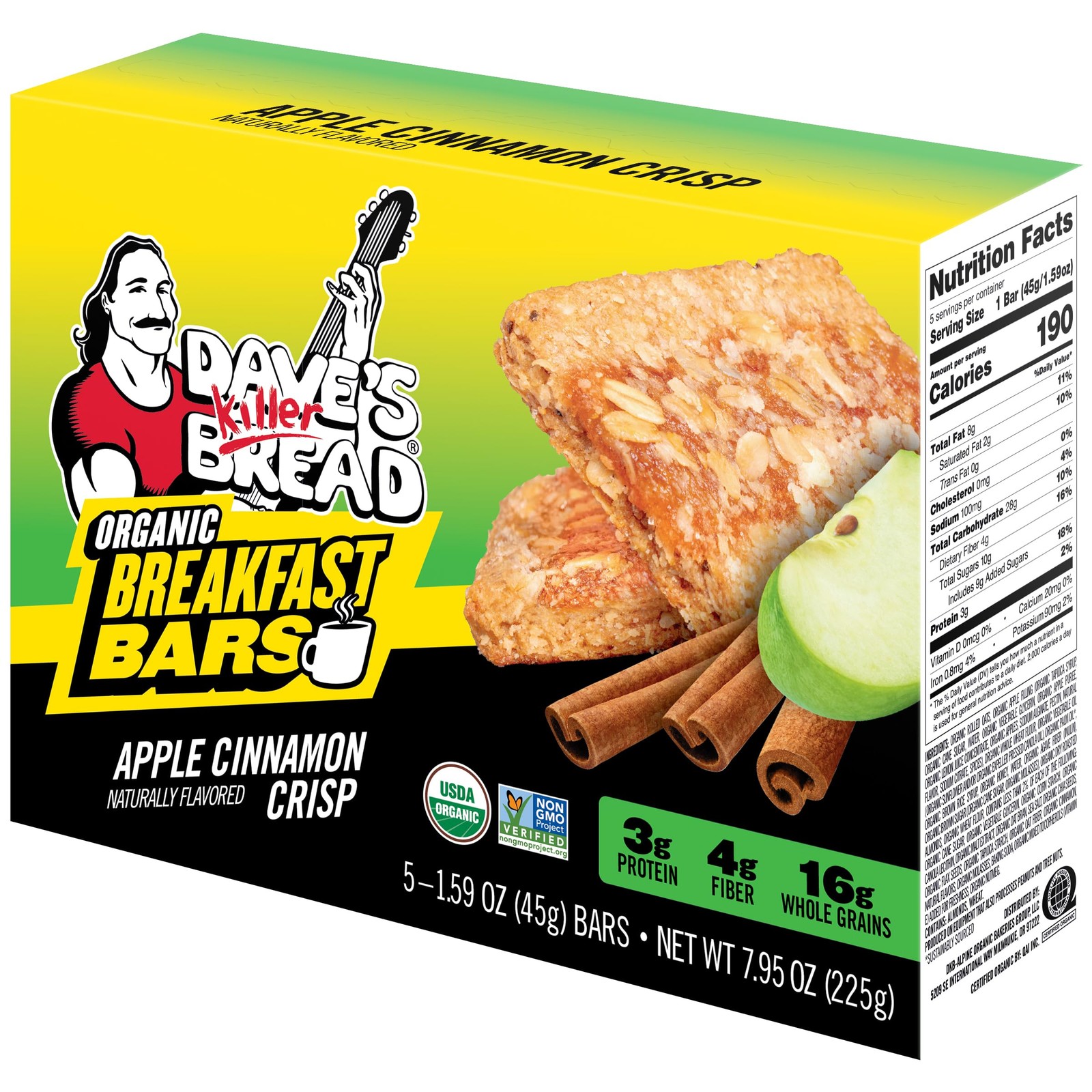 Dave’s Killer Bread Apple Cinnamon Crisp Flavored Organic Breakfast Bars 4 Pack