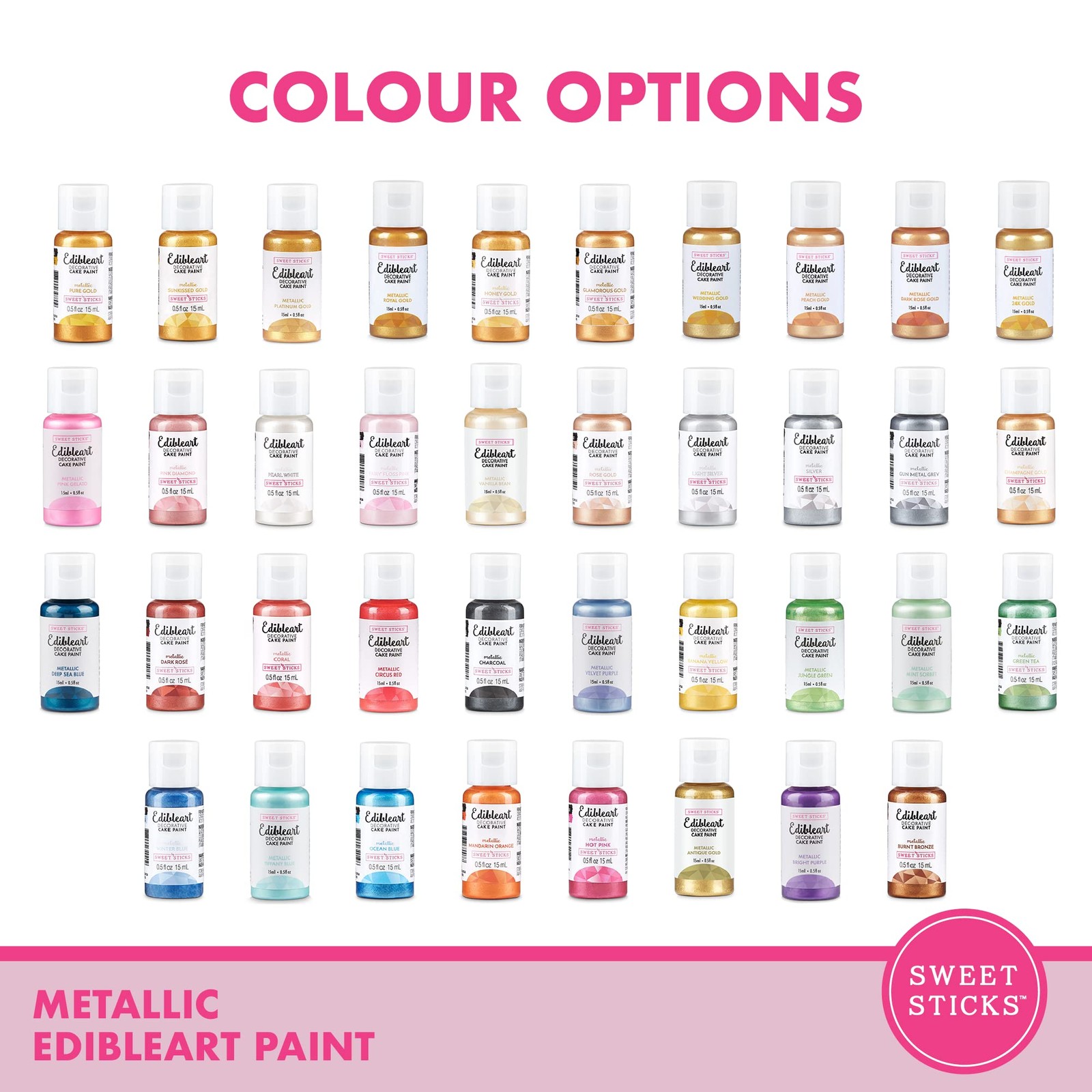 Edible Metallic Gold Cake Paint 0.5oz (15ml) – Decorative Art for Cakes