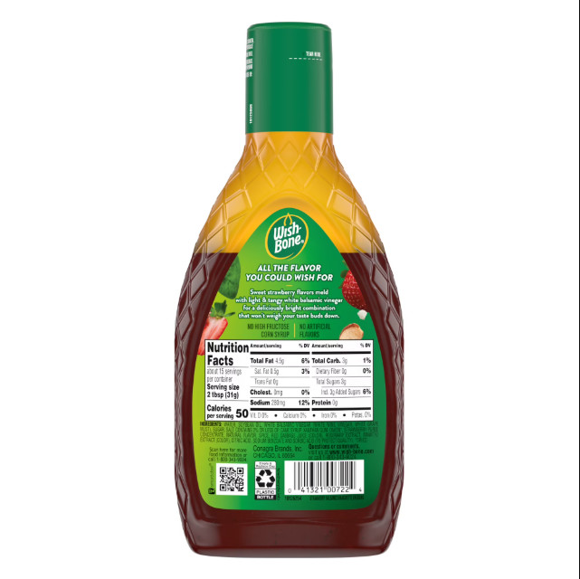 Wish-Bone Vinaigrettes Strawberry White Balsamic Salad Dressing, 15 fl oz