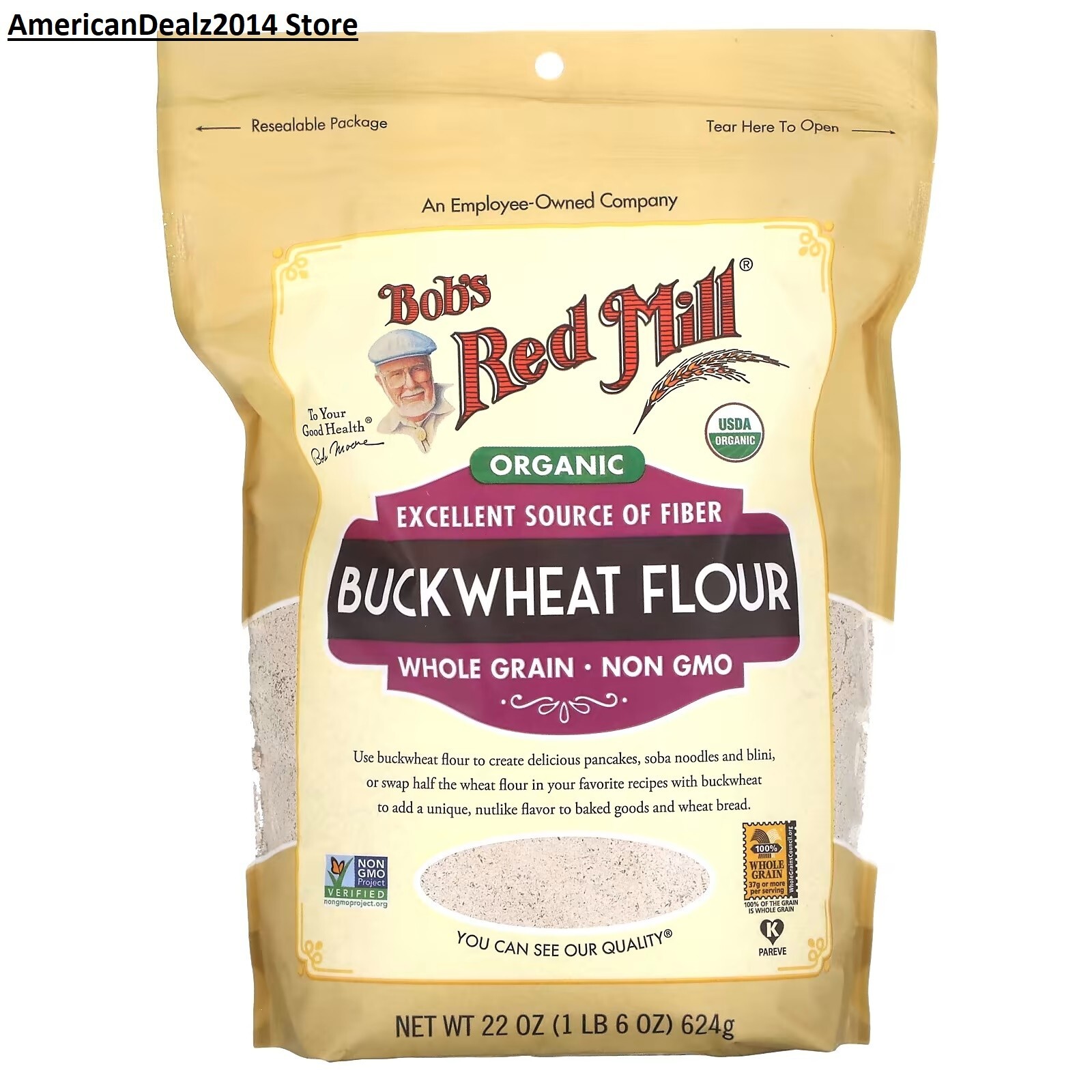 Bob’s Red Mill Organic Buckwheat Flour 22 oz Pkg EXP: 08/2025