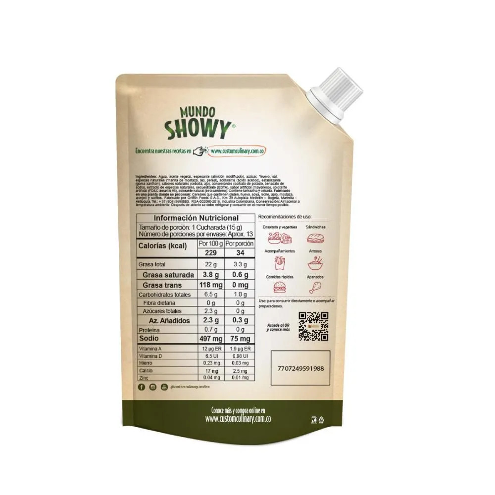 Colombian Zafran Showy® Garlic Sauce Doypack salsa showy ajo 200g