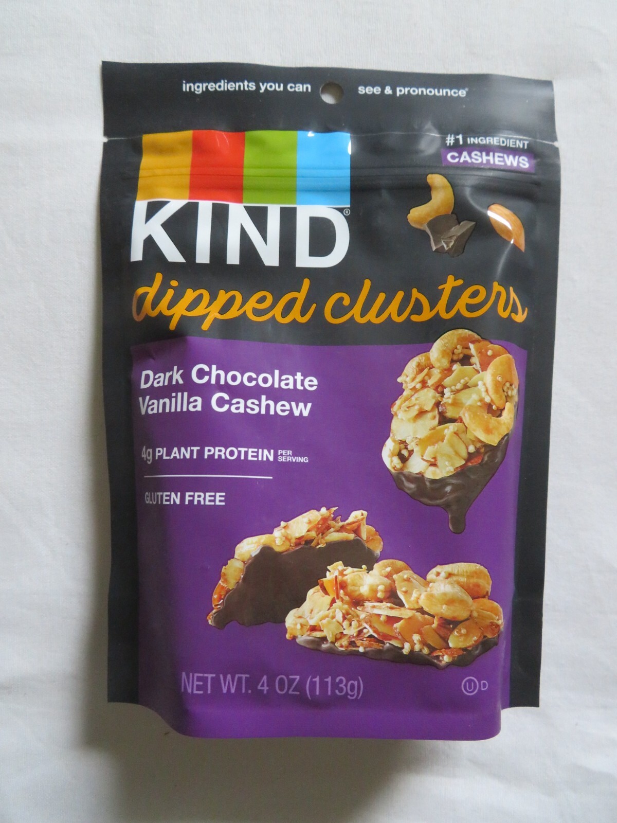 (1) Bag Of Kind Dipped Clusters Dark Chocolate Vanilla Cashew 4 Oz
