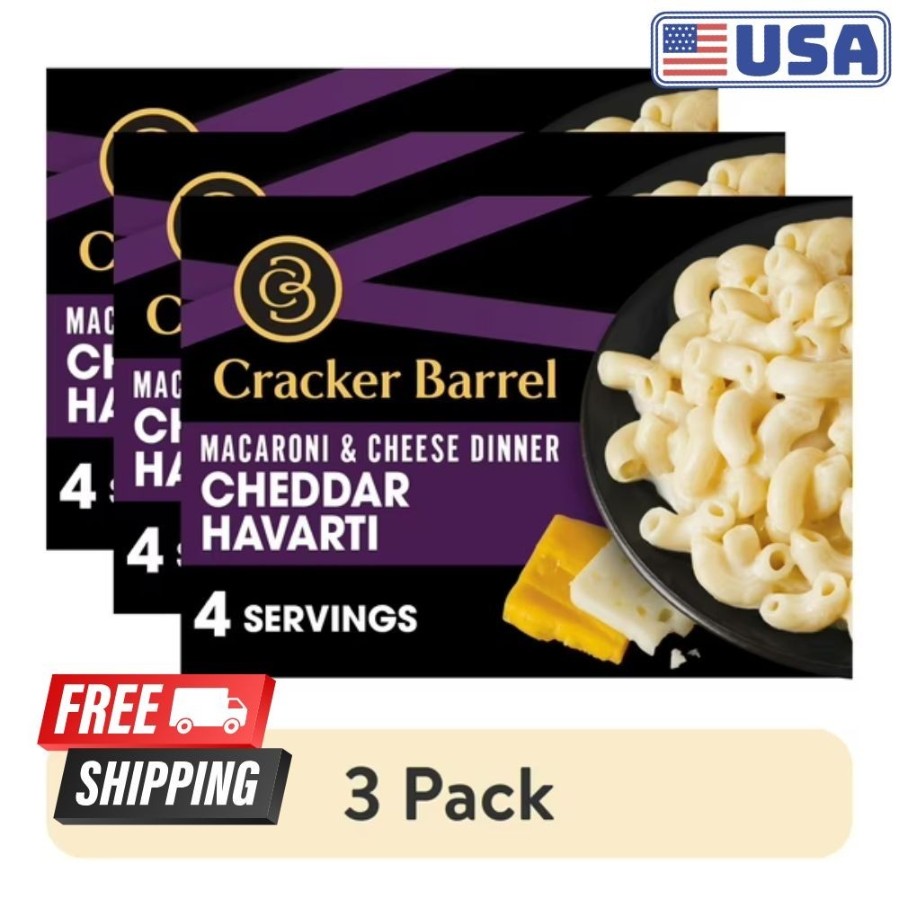 (3 pack) Cracker Barrel Mac and Cheese, 1 Box, for Easy Dinner or Dinner Sides,
